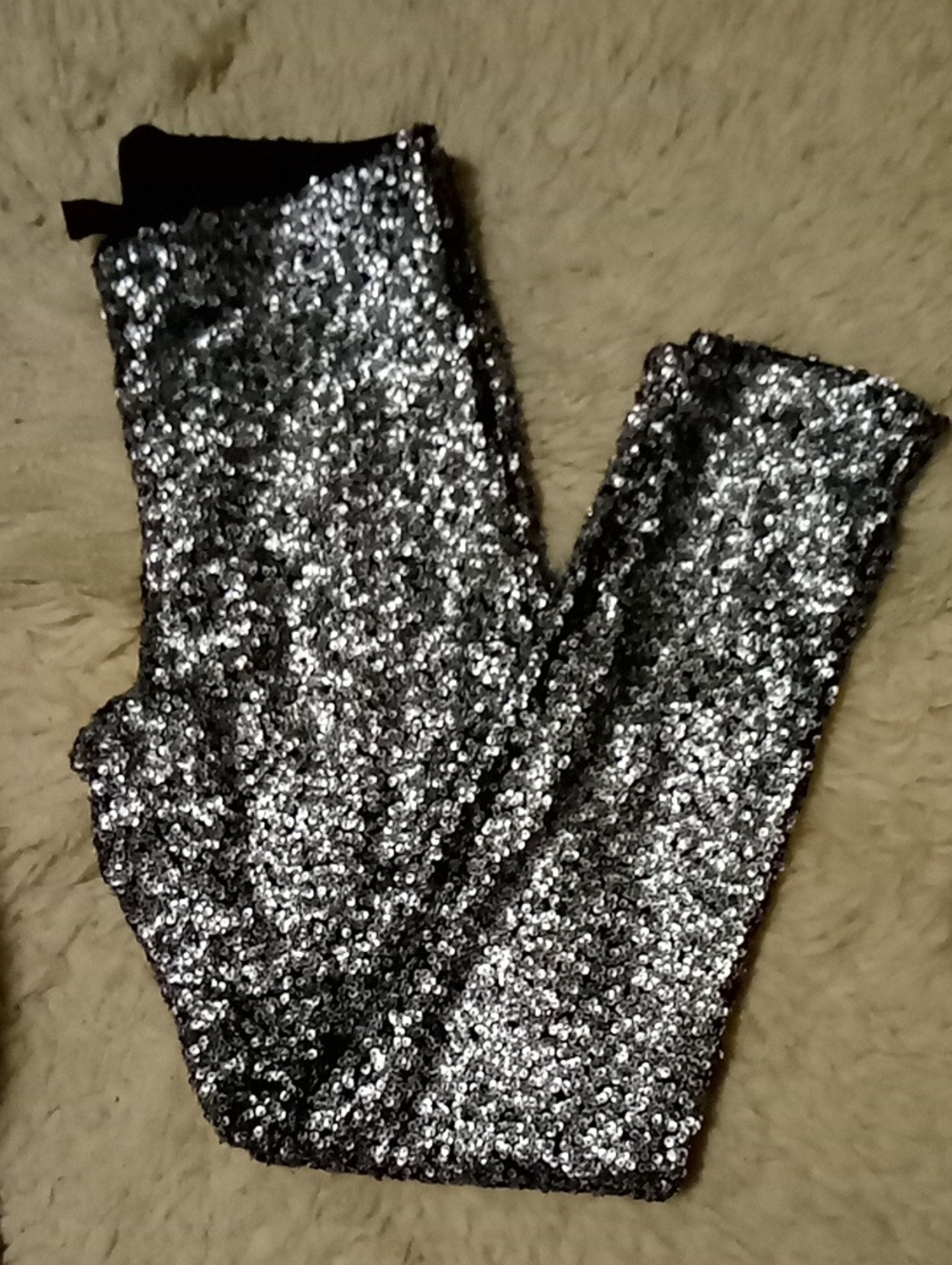 H&M Silver Sequin Women's Leggings Sz 10